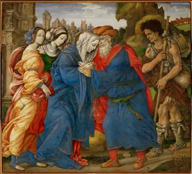 La rencontre de Joachim et Anna (peinture sur toile)