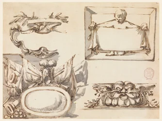 Un écusson, un trophée, une étiquette, un motif décoratif pour une frise
