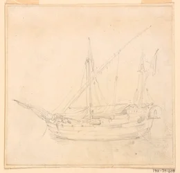 Dessin, un navire à voile, vers 1780