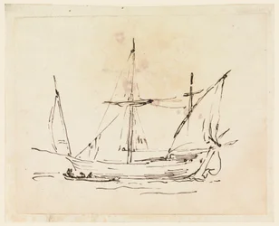 Dessin, un bateau à voile, 1770-1800