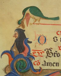 Missel 515 42r Oiseau fantastique perché au-dessus d