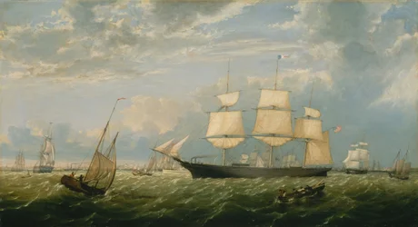 Le Golden State entrant dans le port de New York, 1854