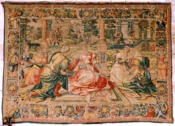 Tapisserie flamande. Série Marc Antoine et Cléopâtre. Cléopâtre et sa cour. Modèle Carton attribué à Pieter Coecke van Aelst. Manufacture Bruxelles(?). Seconde moitié du 16ème siècle.