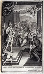 Jupiter envoie deux aigles : un devin explique ce prodige. Illustration pour le livre II de l