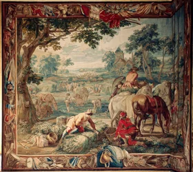 Château de Schleissheim. Tapisserie flamande. Atelier de Bruxelles Judocus De Vos. Design Lambert De Hondt. Fourragement