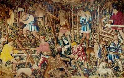 Scènes de moisson et de bûcheron. Tapisserie de l