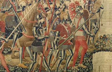 Tapisserie montrant les conquêtes du roi Alphonse V du Portugal (Conquistas de Alfonso V de Portugal), Tournai. Détail.