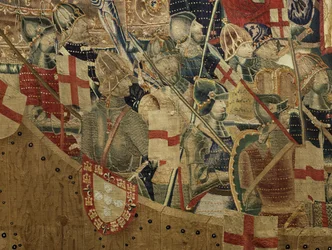 Tapisserie montrant les conquêtes du roi Alphonse V de Portugal, Tournai. (détail)
