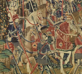 Tapisserie montrant les conquêtes du roi Alphonse V du Portugal, Tournai (détail)