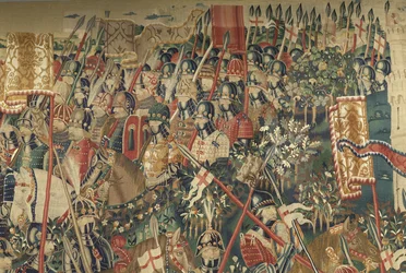 Tapisserie montrant les conquêtes du roi Alphonse V du Portugal, Tournai (détail)