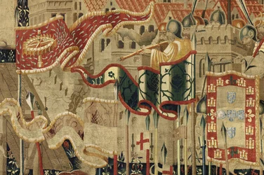 Tapisserie montrant les conquêtes du roi Alphonse V du Portugal, Tournai (détail)
