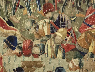 Tapisserie montrant les conquêtes du roi Alphonse V de Portugal, Tournai. Détail.