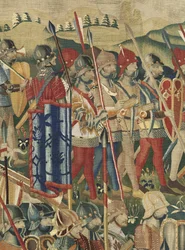 Tapisserie montrant les conquêtes du roi Alphonse V du Portugal, Tournai (détail)