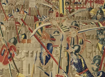 Tapisserie montrant les conquêtes du roi Alphonse V du Portugal, Tournai (détail)