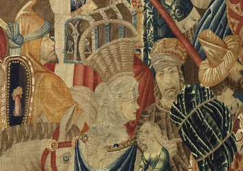 Tapisserie montrant les conquêtes du roi Alphonse V du Portugal, Tournai (détail)