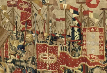 Tapisserie montrant les conquêtes du roi Alphonse V du Portugal (Conquistas de Alfonso V de Portugal), Tournai. (détail)
