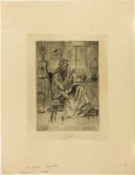 Vieille femme avec une aiguille