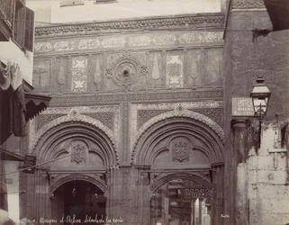 Le Caire. Mosquée el-Arhar, détails de la porte, années 1870