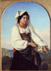 Jeune fille portant des fleurs