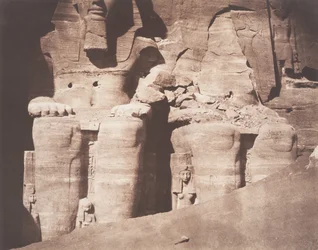 Abo-Sembil, Grand Spéos, statues colossales vues de face, partie inférieure, 1851-52
