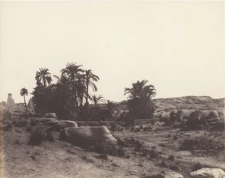 Karnak Thèbes, Avenue des Sphinx - Vue générale prise du point G, 1851-52, imprimé 1853-54
