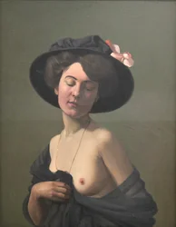 Jeune femme au chapeau noir