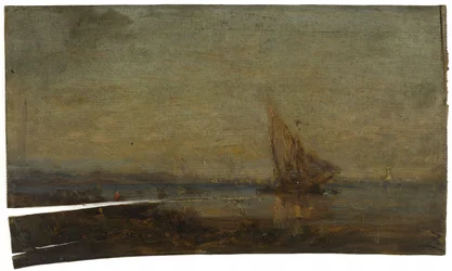 Devant Martigues, la voile jaune, vers 1875