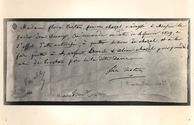 Lettre autographe de Flora Tristan (1803-44) au ministre français de la Justice, demandant le divorce, 4 février 1839