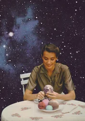 Femme épluchant la terre, 2020 (collage)
