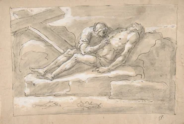 Le Christ mort pleuré par la Madeleine qui vénère sa blessure au côté, 1787-1863