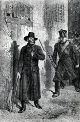 Javert poursuivant Valjean, illustration des «Les Misérables» de Victor Hugo, publiée par J. Hetzel, 1865