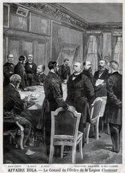 Le conseil de l’ordre national de la Légion d’honneur pendant l’affaire Dreyfus, gravure de F. Meaulle d’après Garrey. « Le Petit Journal », 24 avril