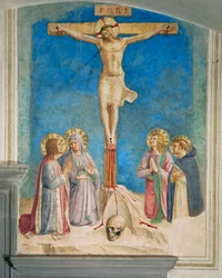 Cella 38 : Crucifixion avec la Vierge Marie et les saints ... (peinture murale)