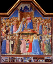 Le Couronnement de la Vierge (prédelle avec des scènes de la vie de saint Dominique)