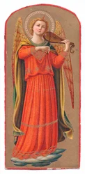 Lithographie en couleurs de Fra Angelico : ange jouant du violon, vers 1910