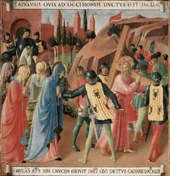 Histoire de la vie du Christ : la montée au Calvaire, le portement de la croix