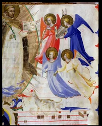 ds 558 f.67v Saint Dominique avec quatre anges musiciens, d