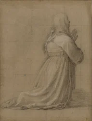 Femme agenouillée en prière, vue de dos (étude pour la figure de sainte Catherine)