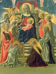 Madone et Enfant en trône avec des anges et des saints (détail)