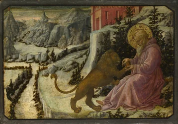 Saint Jérôme et le Lion Panneau de Predelle du Retable de la Sainte Trinité de Pistoia, 1455-1460