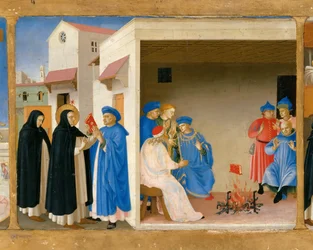 La dispute de saint Dominique et le miracle du livre, prédelle du retable Le Couronnement de