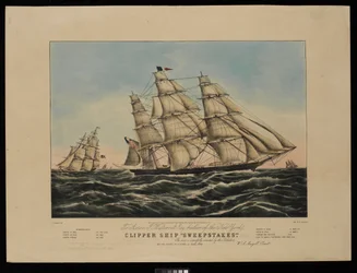À Aaron J Westervelt Esq. constructeur du clipper de New York Sweepstakes, cette impression est respectueusement dédiée par les éditeurs...