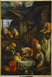 Hiver, abattage de porcs (peinture sur toile)