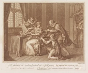 Les ducs de Northumberland et de Suffolk demandent à Lady Jane Grey d
