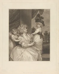 Jane, comtesse de Harrington, avec ses enfants, Lord Petersham et l