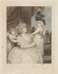 Portrait de Jane Stanhope avec ses deux enfants