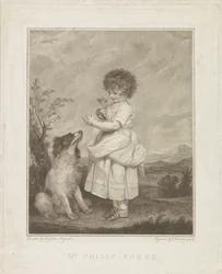 Portrait de Philip Yorke avec chien et oiseau