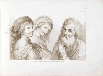Deux jeunes femmes et un vieil homme