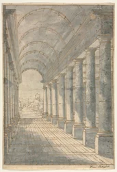 Arcade voûtée en baril rendue en perspective