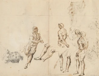 Tête de femme et études de nu masculin [verso]